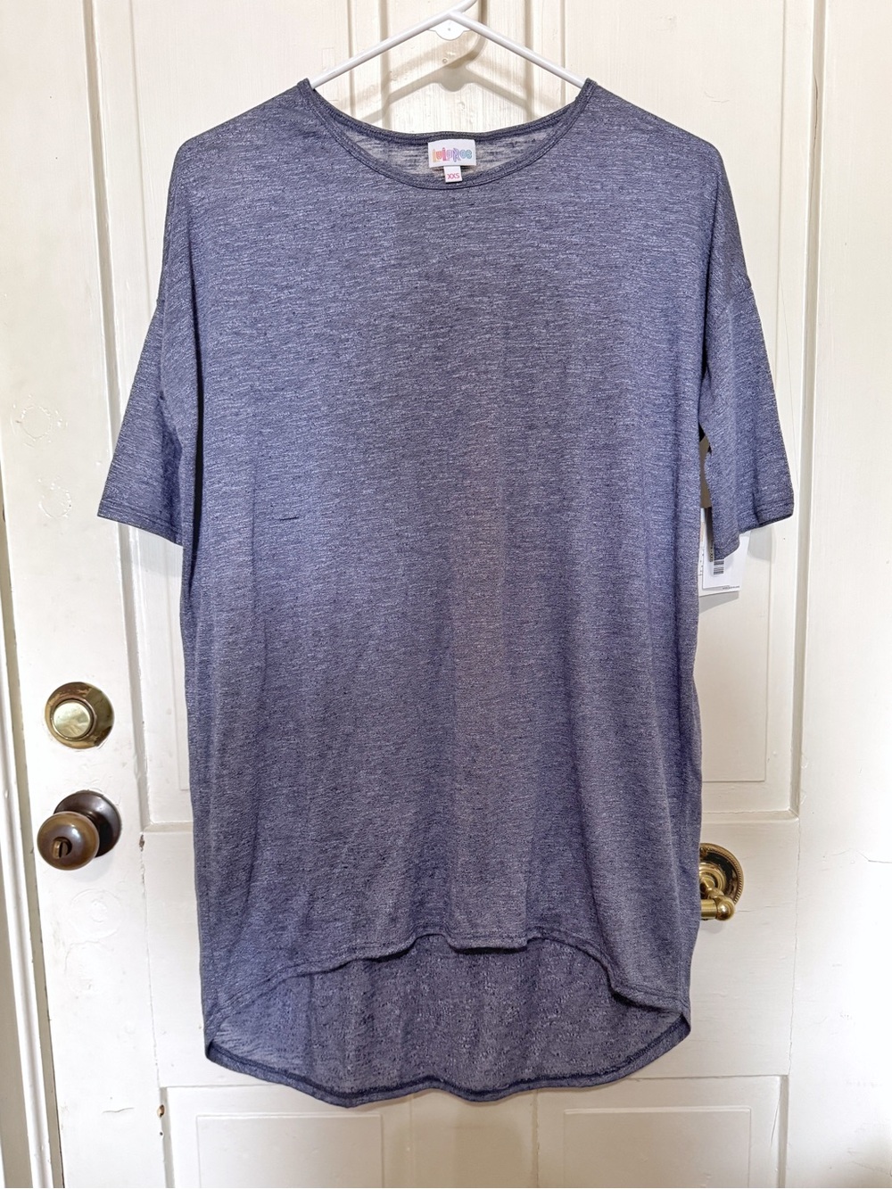 LuLaRoe Heathered Blue Irma High-Low Tunic Shirt Size XXS